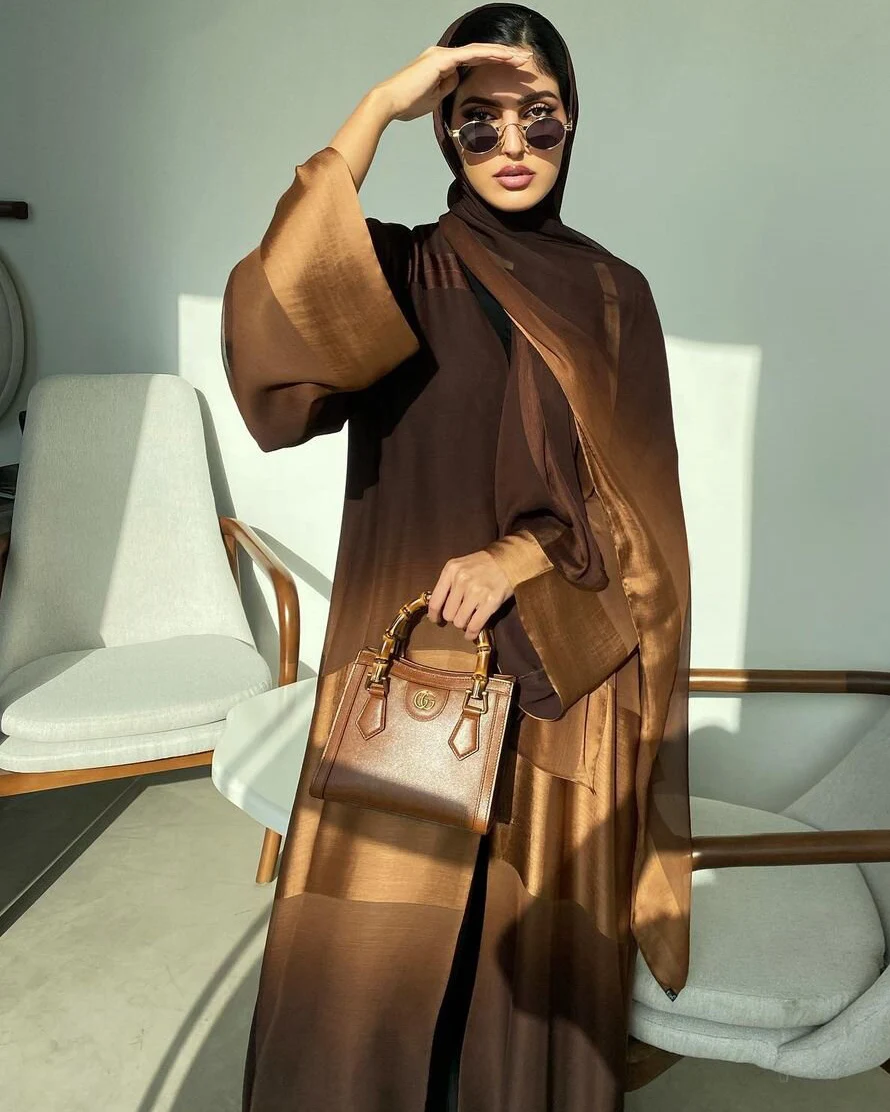 Производитель Abaya стильный коричневый дизайн abaya исламский мусульманский Ombre Градиент для женщин
