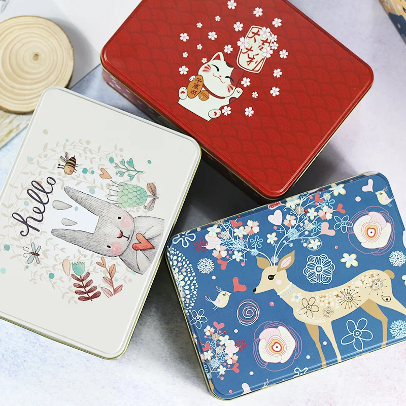 bespoke customized christmas rectangle tin box for cookie packaging