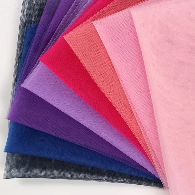 Готовая поставка 100% нейлоновая прозрачная свадебная вуаль Тюлевая ткань для свадебного платья пачка танцевальной одежды