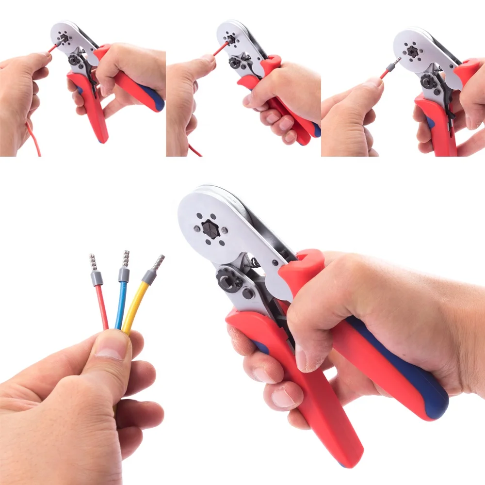 LXC8 6-6 Hexagon crimping cable ferrules crimping plier for Twin end sleeves 2*0.25-2*4.0mm2/2*20-2*11 AWG