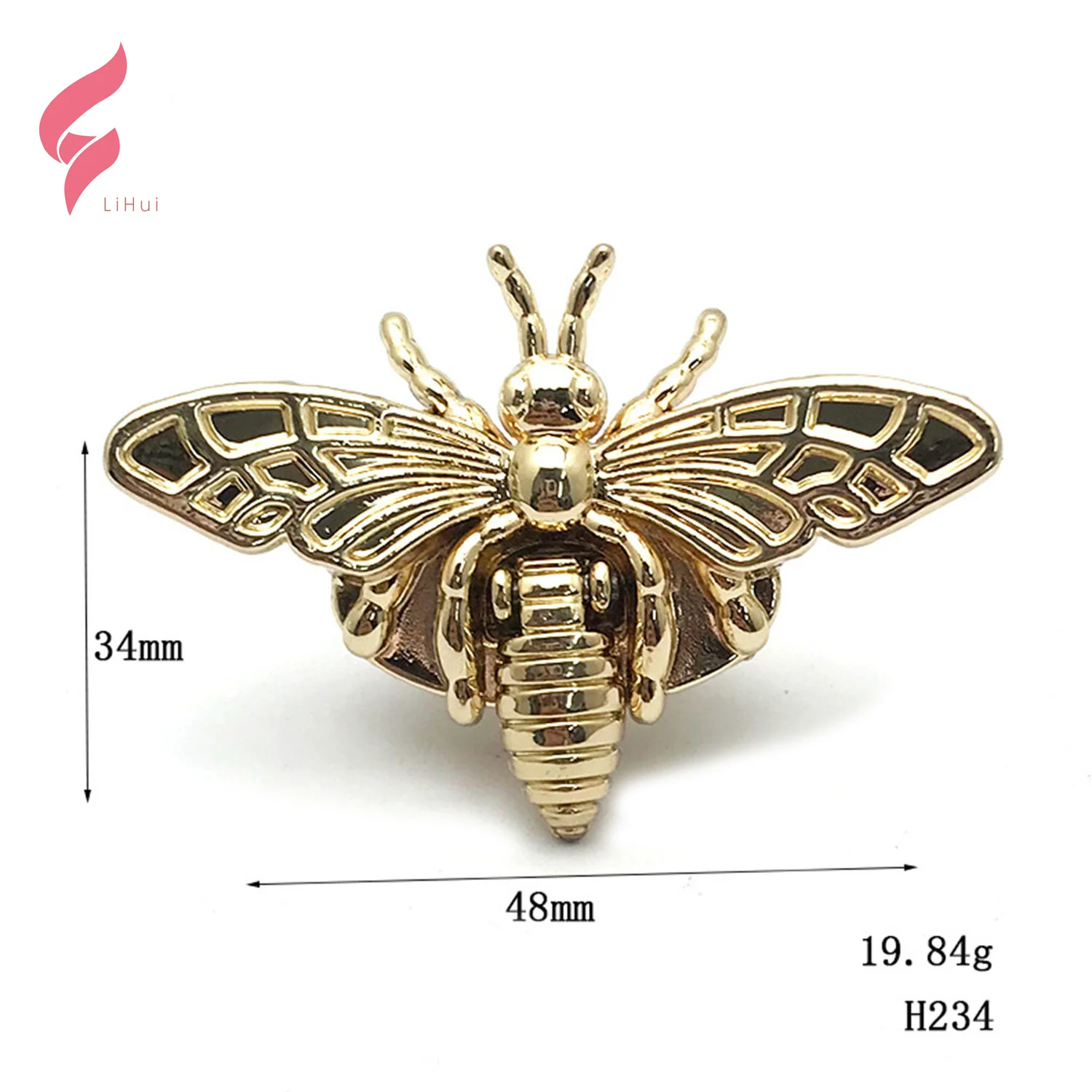 LiHui Hardware fashion bee shape buckle clasps metal accessories decoration bag various zinc alloy turn lock for handbags