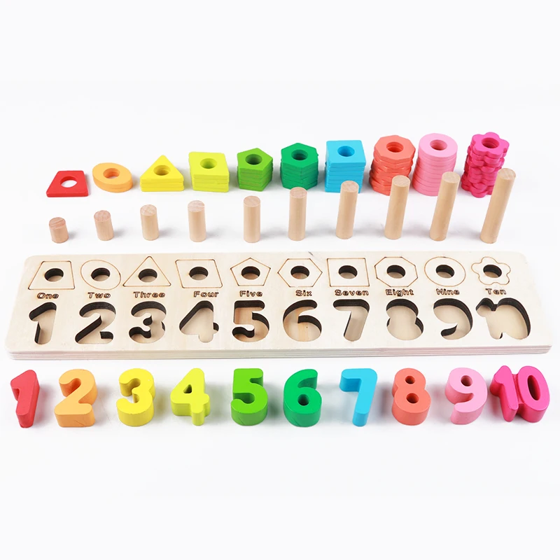 Деревянное кольцо-пазл Abacus, геометрический подсчет, Интеллектуальные развивающие деревянные игрушки, пончики, Цифровая форма