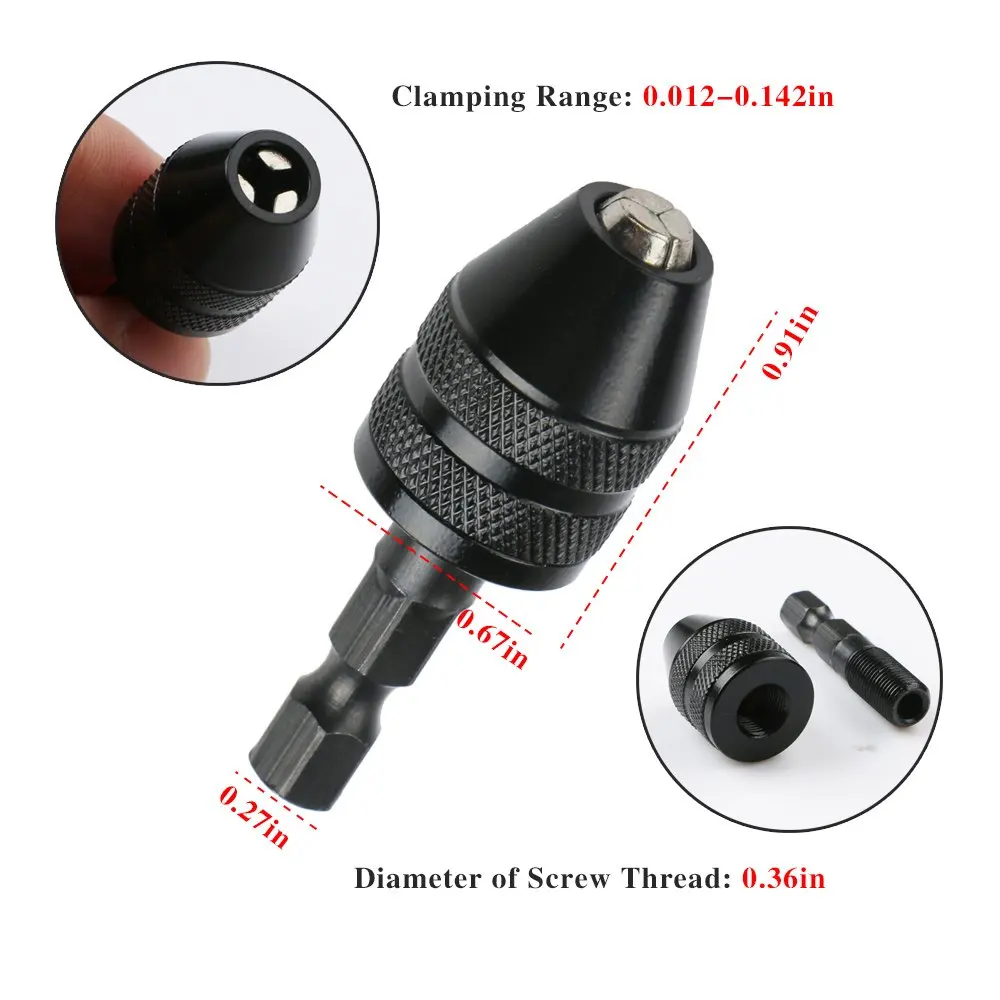 
Keyless Drill Chuck 0.3-3.6mm Conversion Tool 1/4