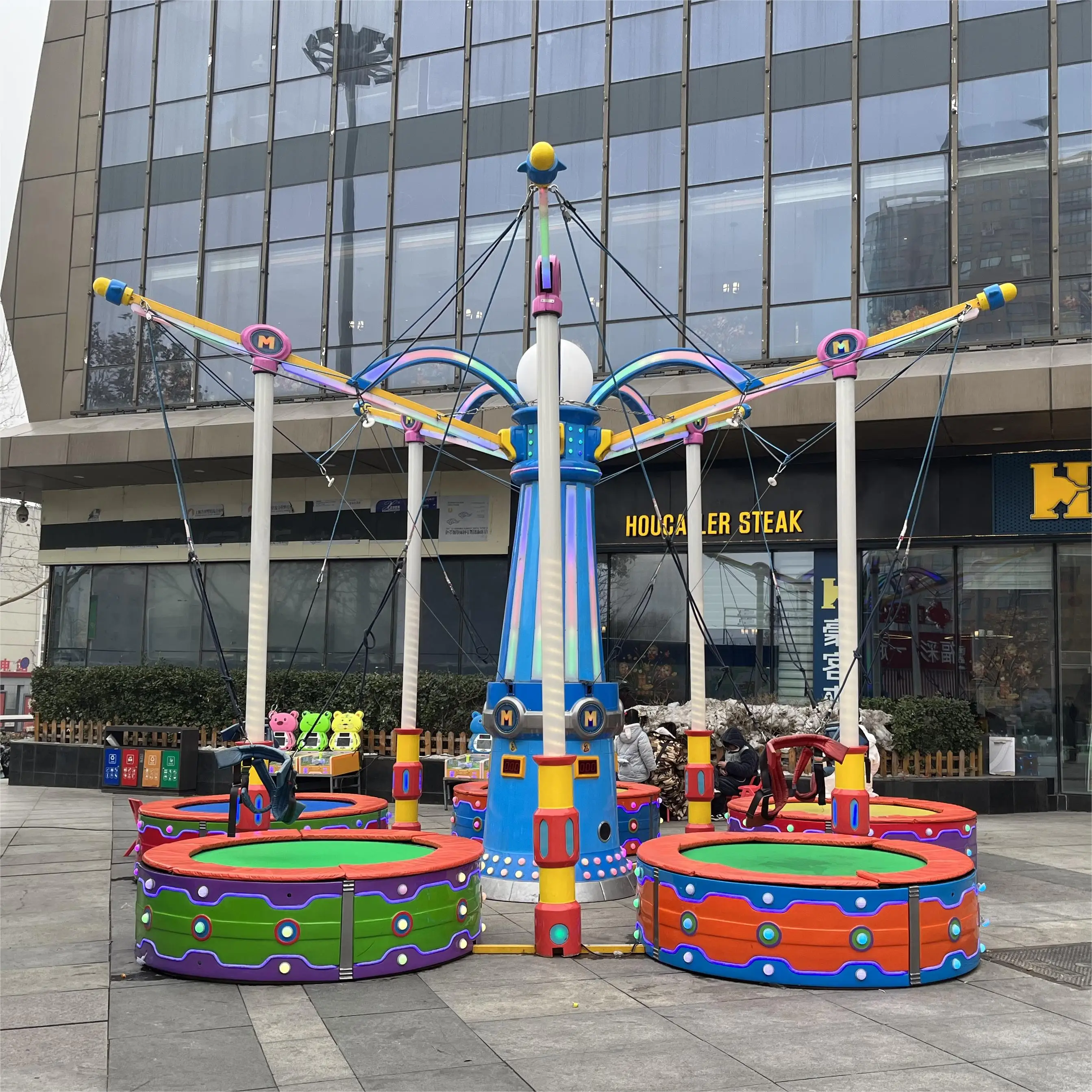 china factory Cheap amusement park play ground entertainment equipment kiddie rides bungee trampoline on trailer