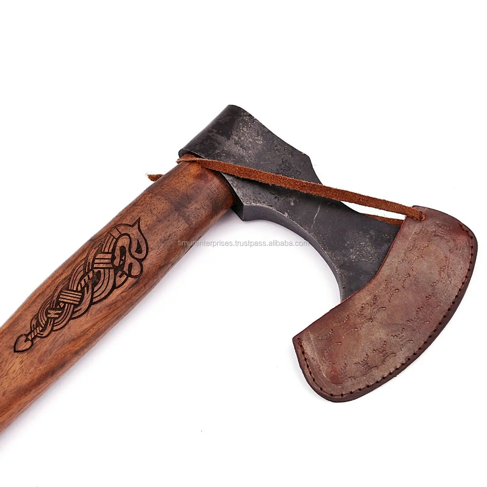 
Viking Age Scandinavian Skeggox Battle Axe | Engraved Handle HAND FORGED TOMAHAWK BEARDED HATCHET 