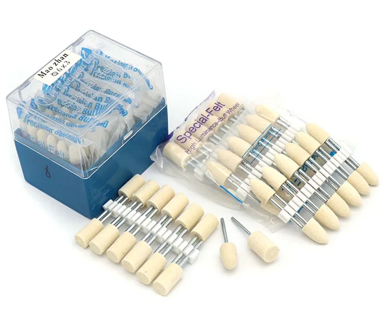 Iron handle 2.35mm/3mm/6mm White wool felt Conical cylindrical ground metal polished nail Jewelry Watch Tool head