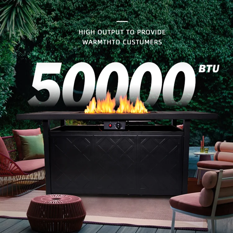 Table Gas Fire Pits of Backyard Garden Stove Metal Fireplace BBQ Grill Outdoor Dining Table with Fire Pit
