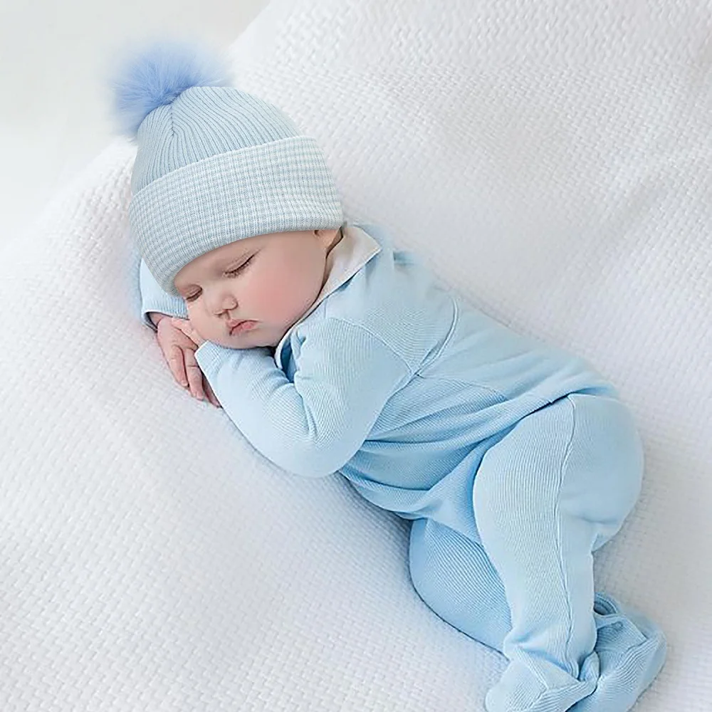Comfortable baby winter warm pom beanie hat custom