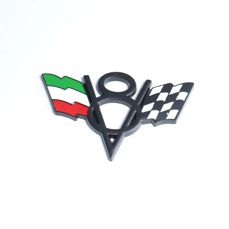 Factory High Quality 3D Car Metal Waterproof Decoration Metal V8 Letters Badge National Flag Car Sticker For Universal Car