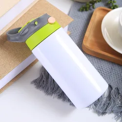 12oz 350ml Sublimation Blanks Kids Cup Stainless Steel Flip Top Straight Water Bottle Kids Sublimation Tumbler