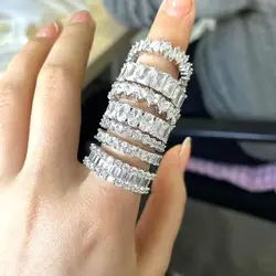 bling bling Jewelry 2021 New fashion custom womens ring baguette diamond stone double zircon rings