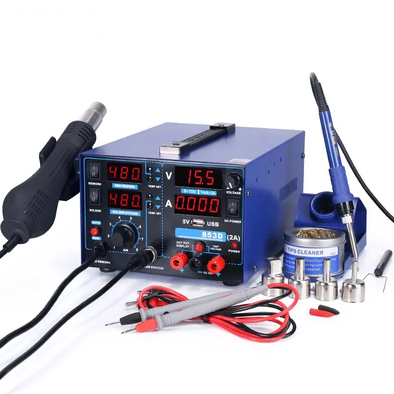 High Quality 3 In 1 Portable ESD Hot Air SMD Rework Soldering Station Professional Mobile Phone Welding Repair Soldering Station