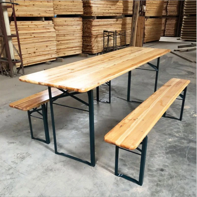 3PCS Beer Table Bench Set Outdoor beer holder Garden folding dining table wooden folding beer table for event with folding chair