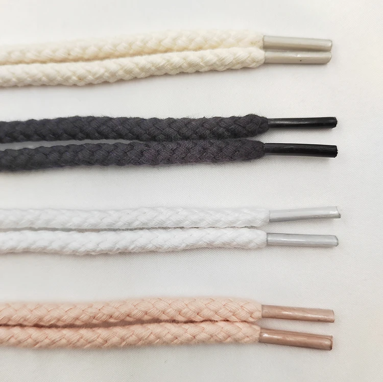 Durable Beige Spiral Round Sneaker Shoe Laces Thick Cotton Hemp Rope Shoelaces natural cord laces