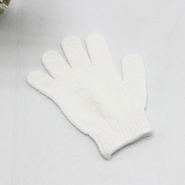 Custom Polyester Five Fingers Remover Body Exfoliating Korean Bath Gloves Body Scrubber Shower Exfoliating Bath Gloves