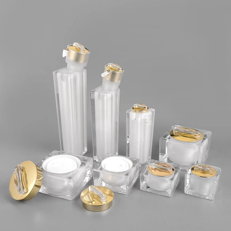 In Stock 10g 30g 50g White Gold Black SkinCare small face Cream Jar Bottle Luxury Acrylic plastic Cosmetics Packaging Containers