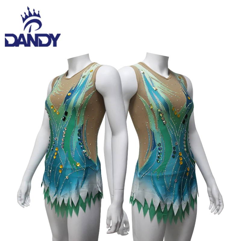 Hot Sales Wholesale Custom Made girls leotards Sublimated leotards gymnastics girls With Rhinestone For Team