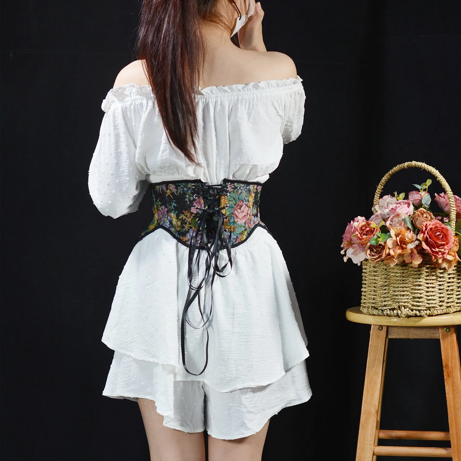 New Corset Black Wide Belts Embroidery Slimming Body Belts For Women Gothic Clothing Underbust Elastic Bustier Dress Girdle