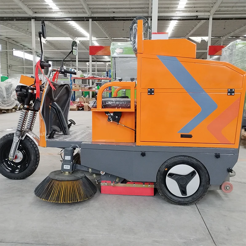 Garbage Truck In The Factory Three-Wheel Steering Watering Road Sweeper Electric Cleaning Garbage Truck
