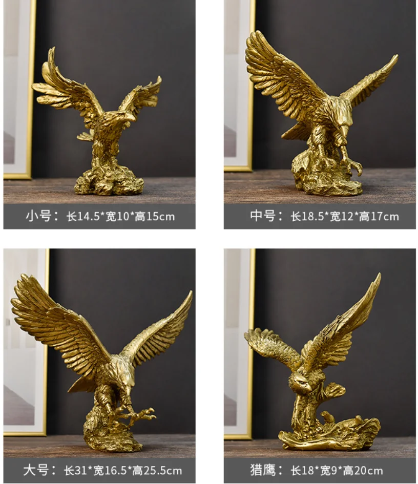 Retro American Falcon Eagle Hawk Simulated Golden Eagle Statues Resin Craft Decoration Living Room Office Wine Cabinet Ornaments