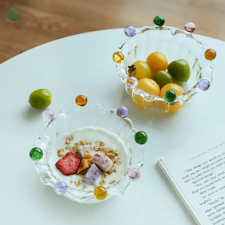Creative Crown Fairy Bowl borosilicate glass heat resistant glass Bowl Colorful Dessert salad oatmeal yogurt Ice cream bowl