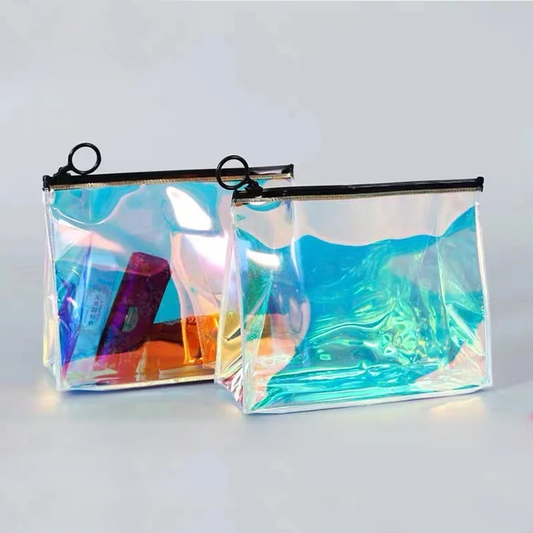 Wholesale Custom Logo Eco Friendly  Women Ladies Travel Small Pouch Zipper Lock Pvc Cosmetic Make Up bag