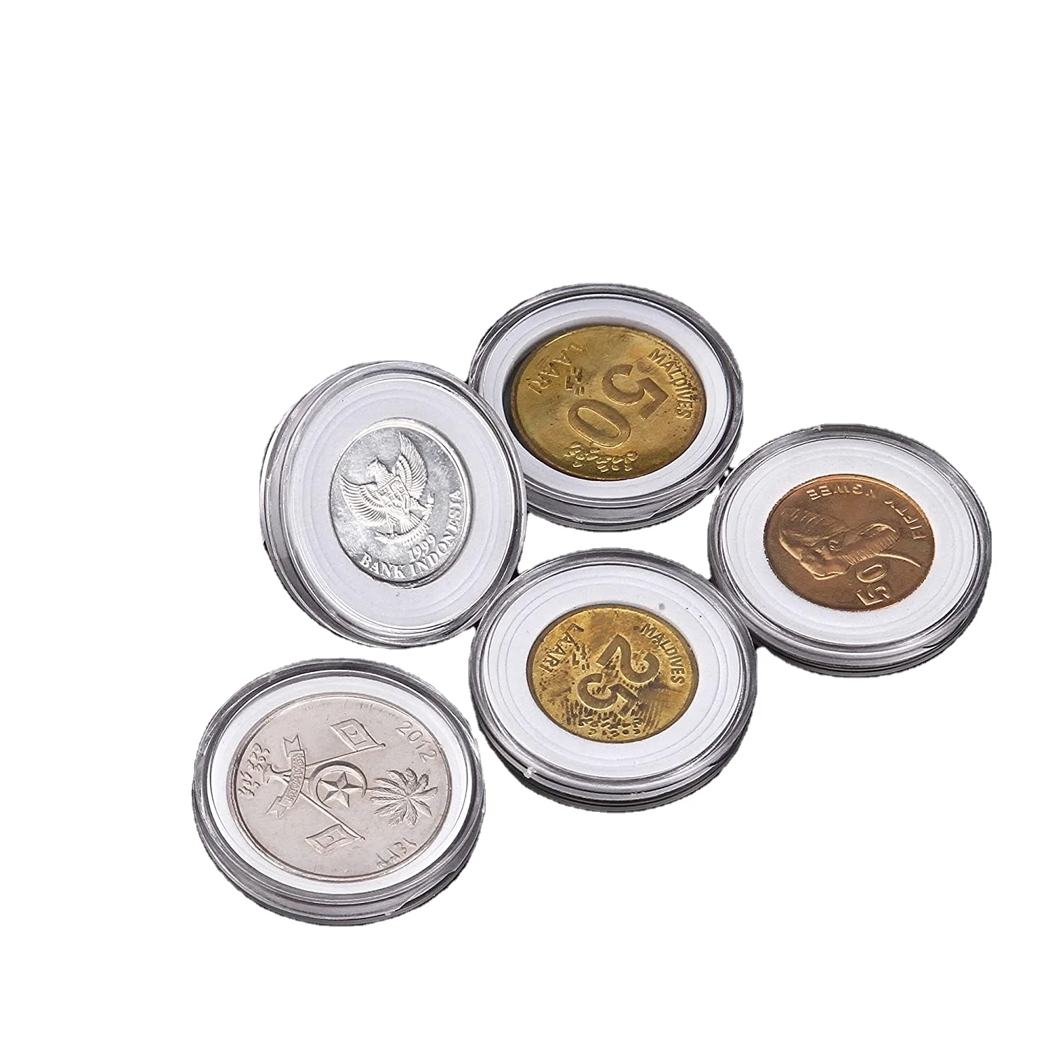100 pieces 30mm coin capsules and 5 sizes EVA Pads Coin Holder Case Plastic Capsules Acryl Holder Coin Box