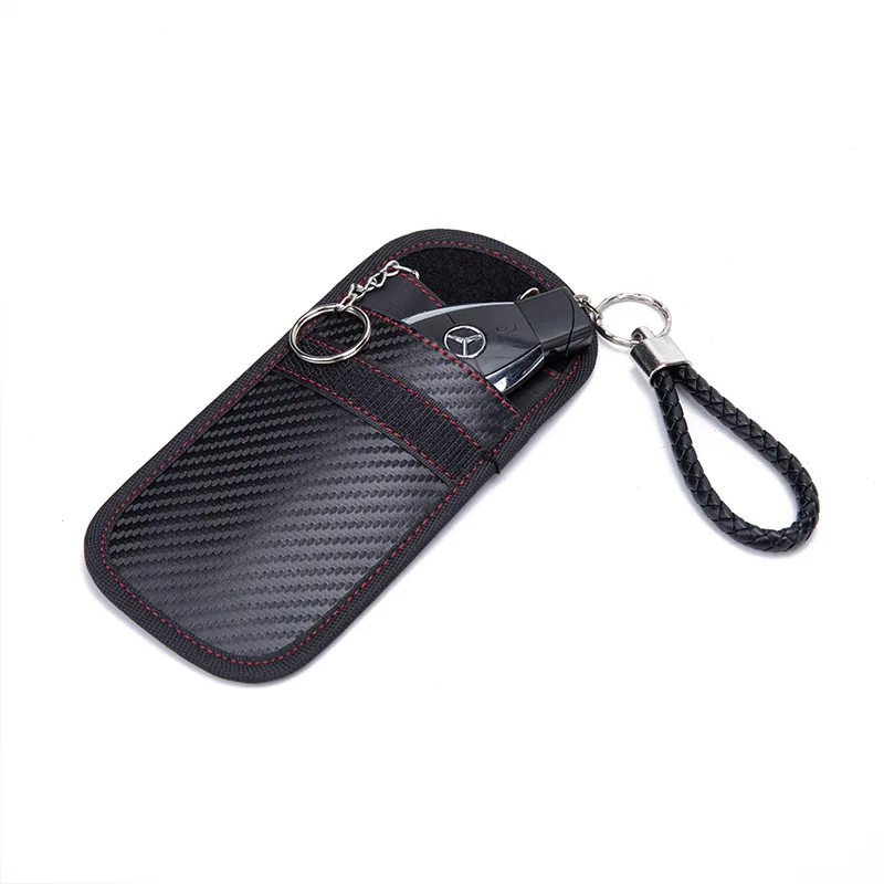 Wholesale RFID blocking car key signal blocking pouch carbon fiber car key case