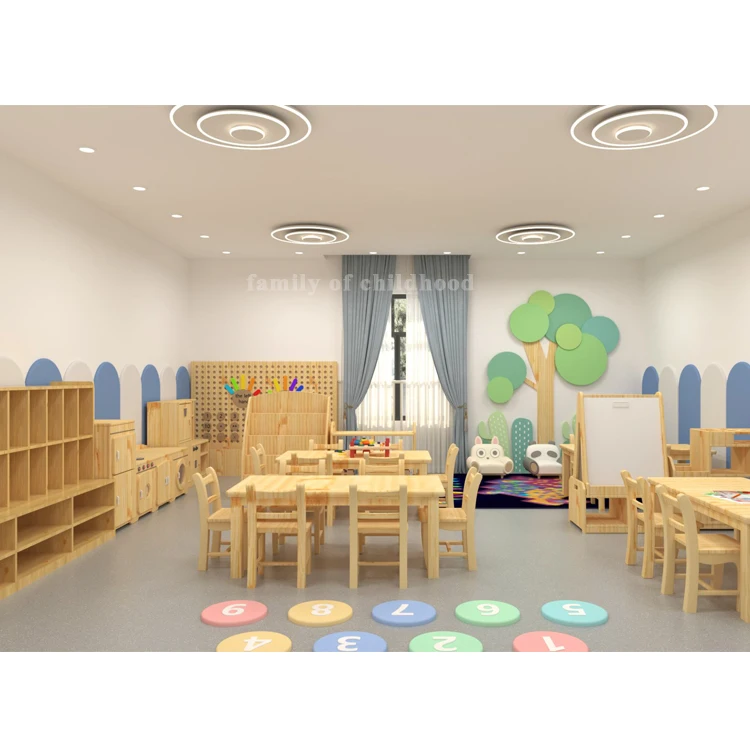 Kindergarten School Furniture Table And Chair Set Wooden Kindergarten Furniture