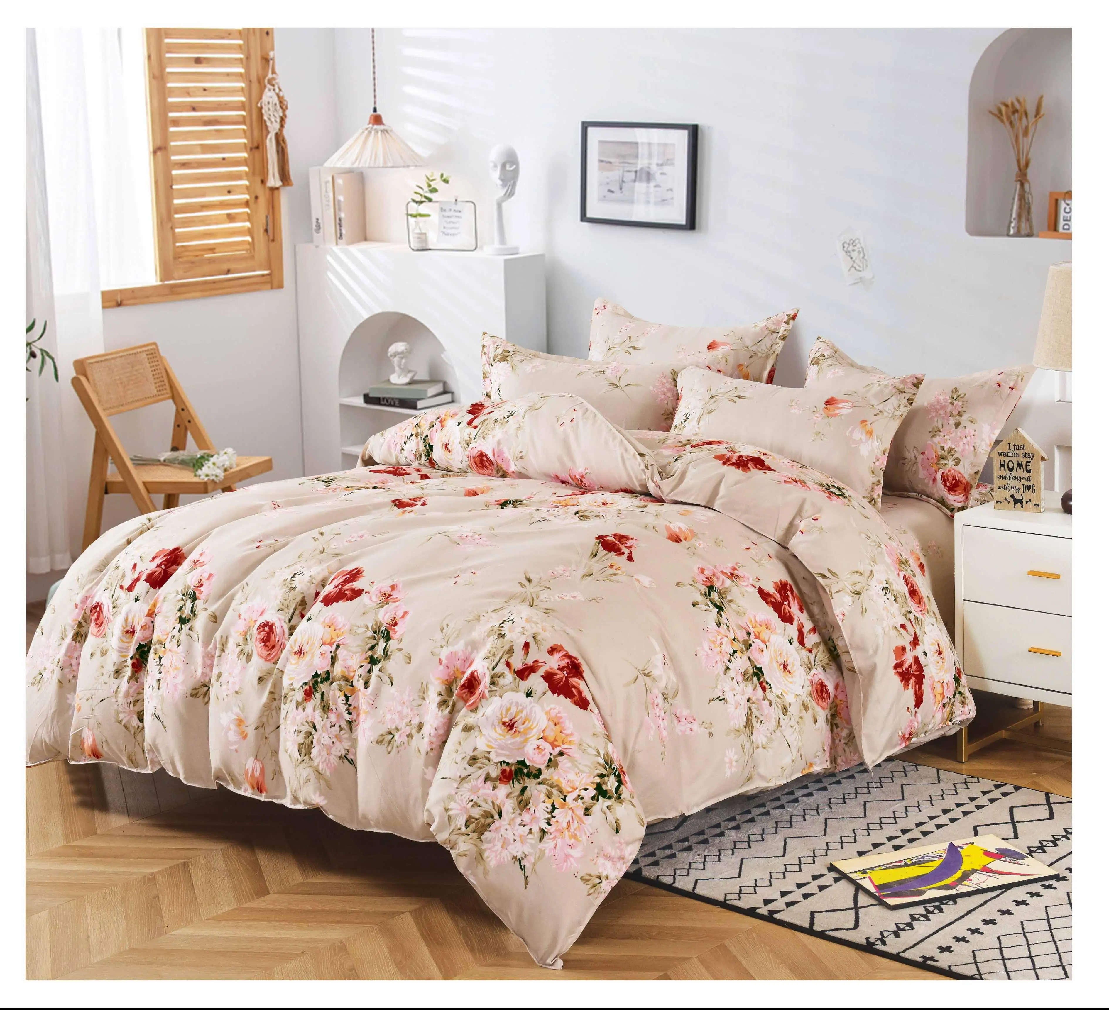 100 polyester cheap bedsheet set wholesale 3 in 1 bed flat sheet