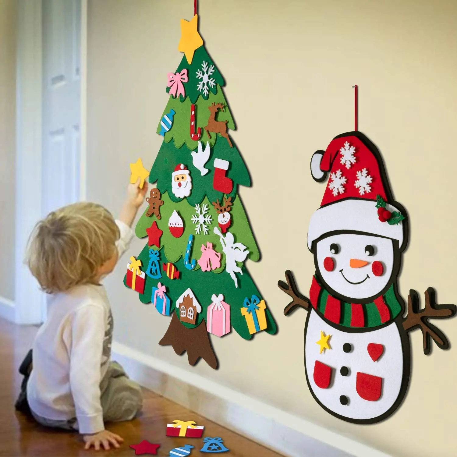 Christmas Tree, Felt Christmas Tree for Todders DIY Felt Tree with 33pcs Ornaments for Kids Christmas Decoration