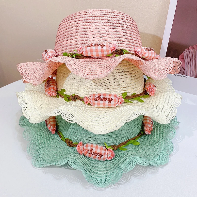 Children Sun Straw Hat Summer Girl Kids Breathable Bucket Cartoon Fisherman Straw Hat