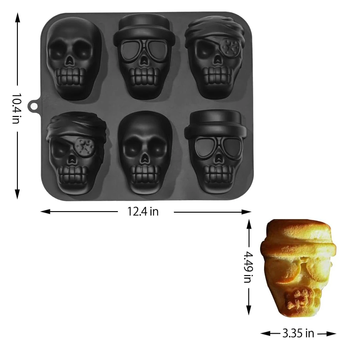 Large 3D Skull Mold Silicone Funny Mold for Baking Chocolate Candy and Resin Skull Cakelet Mold