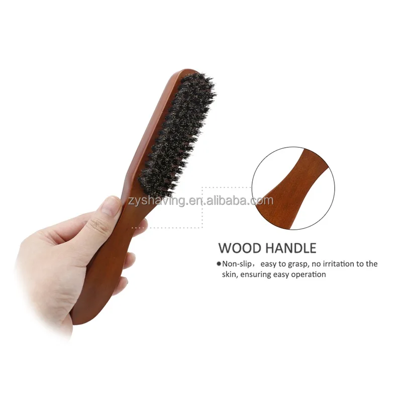 Friendly Natural Beech Wild Boar Bristle Beard Styling Brush for Beard Care