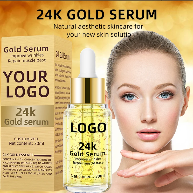 24 K Gold Serum Organic Gold Serum Facial Skin Pure 24k Gold Face Serum Moisturizing Firming Anti Aging Skin Care Essential Oil