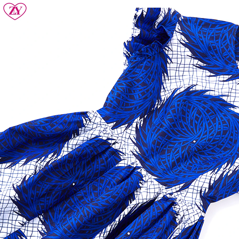 Ladies Summer Shirt  Loose African Fabric Wax Print Shirt Floor-length Dresses Women Casual