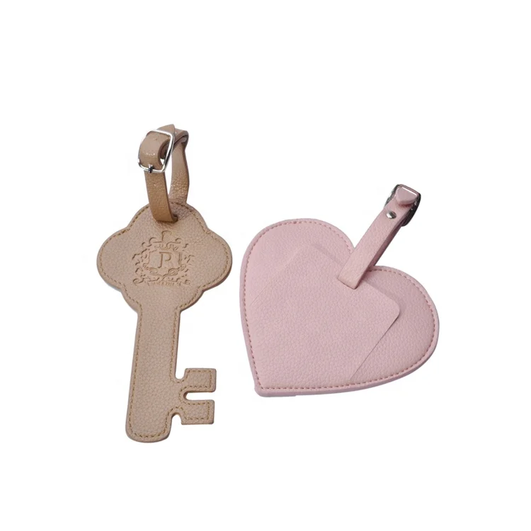 Key Shape and Heart Shape PU Leather Handbag Tag leather luggage tag