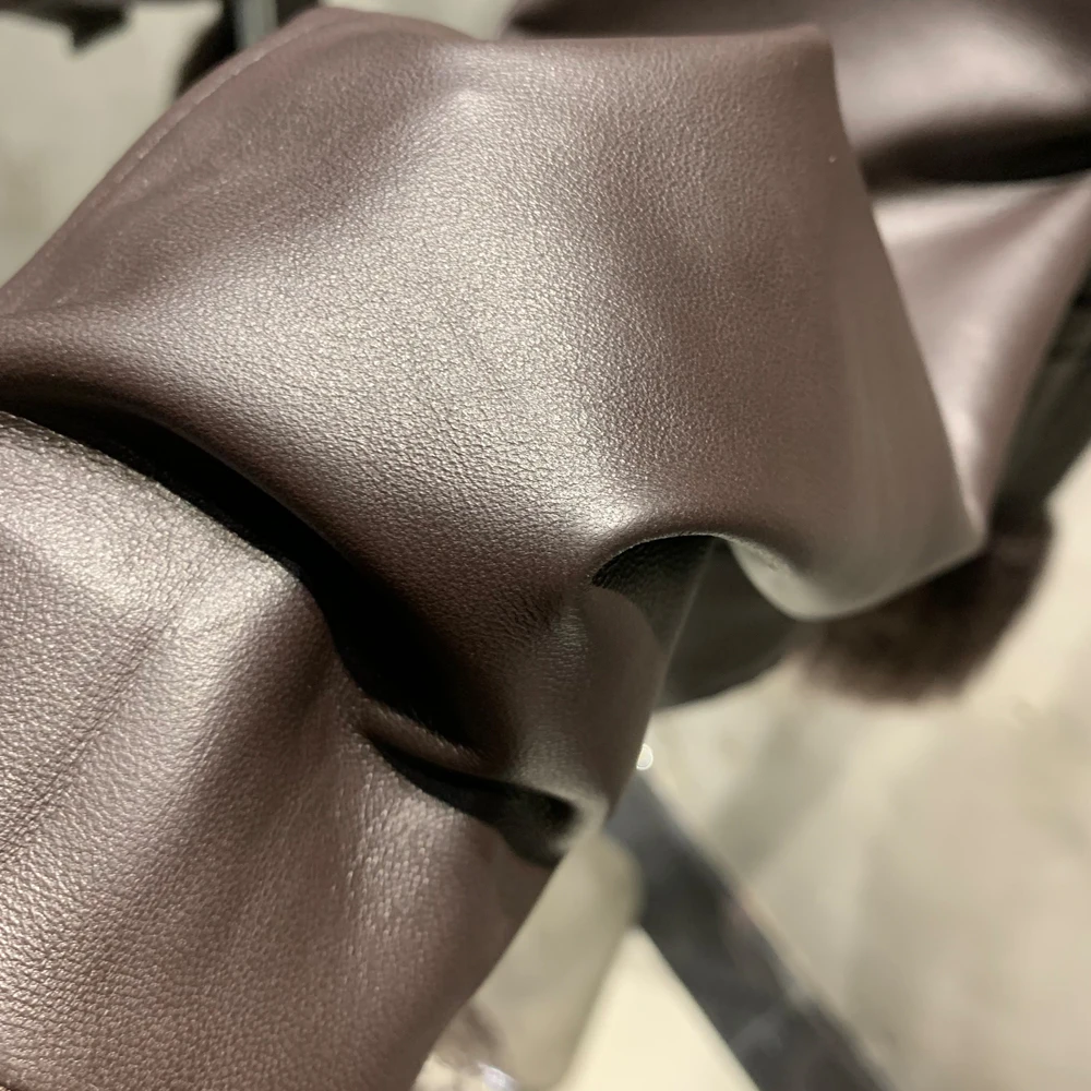 New arrival real sheep fur coat crop brown leather jackets leather jacket with mongolian fur