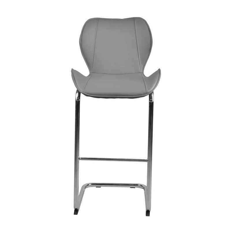 Arc-shaped Breakfast Bar Counter Kitchen Chair Gray Pu Seat Bar Stool With Footrest For Home Commercial Use