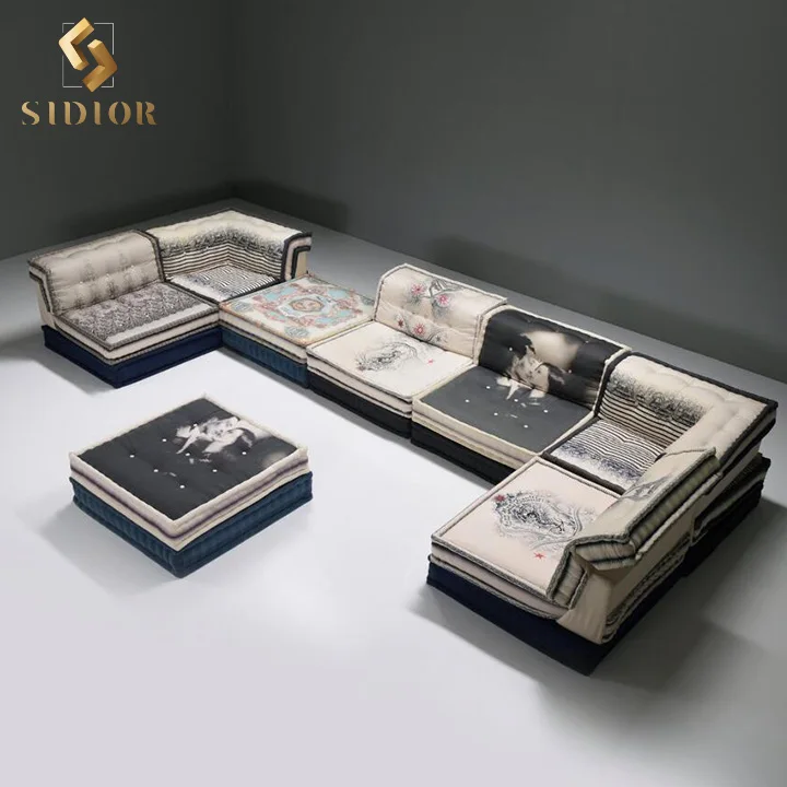 Italian sectional sofa living room furniture modern corner sofa sectional mah jong sofa