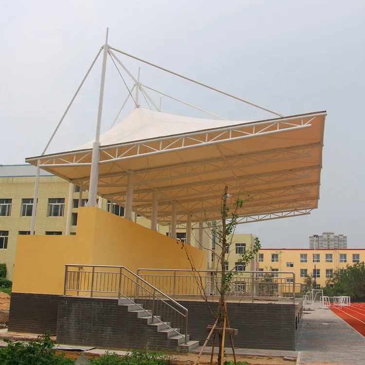 Covered PVDF tensile membrane structure sunshade canopy roof building for spectators stand