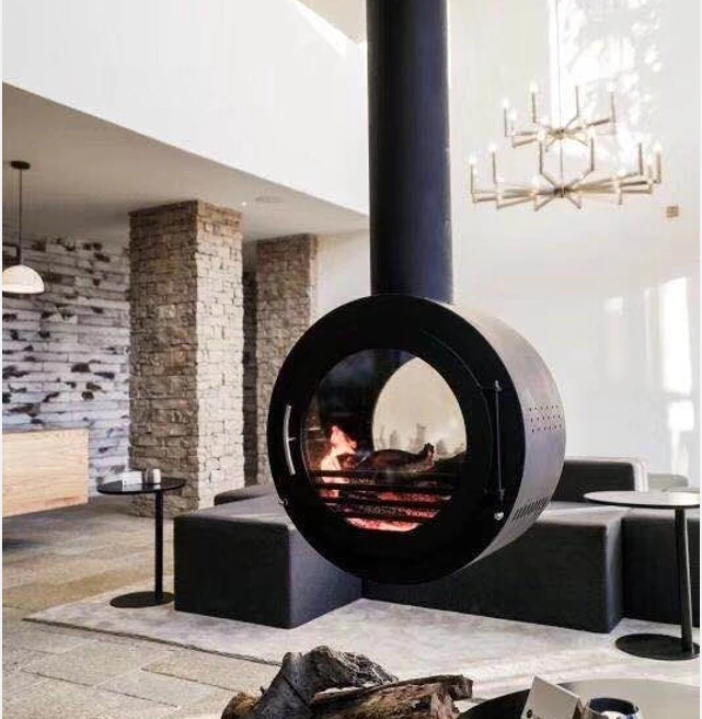 High Quality Customized Roof Mounted Wood Fire Stove Suspended Wood Burner Hanging Fireplace