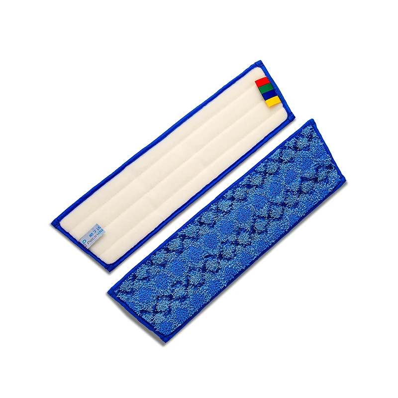 Custom industrial commercial medium trapezoidal microfiber flat mop pad replacement head wet mops Refill Heads