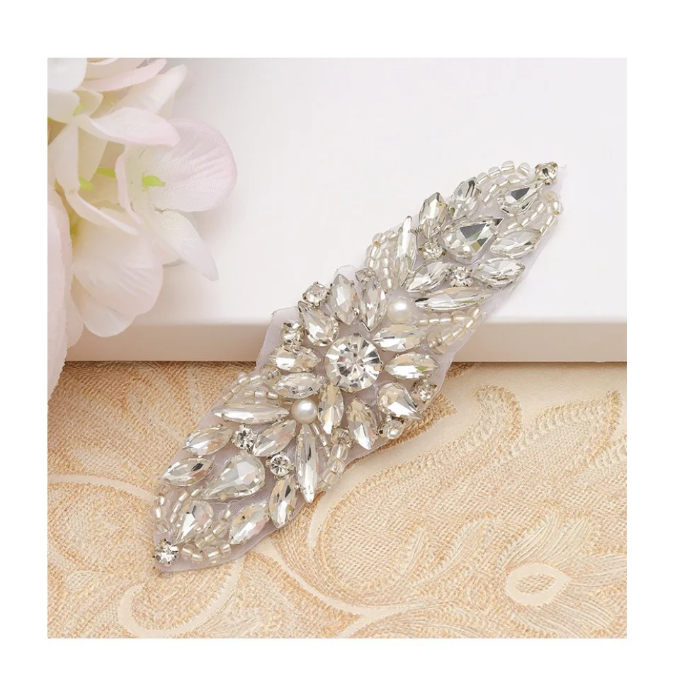 Handmade AB Rhinestones Crystal Candy Dress Accessories Silver Motif Crystals Applique Wedding Dresses Garments Sew-On Nail Art