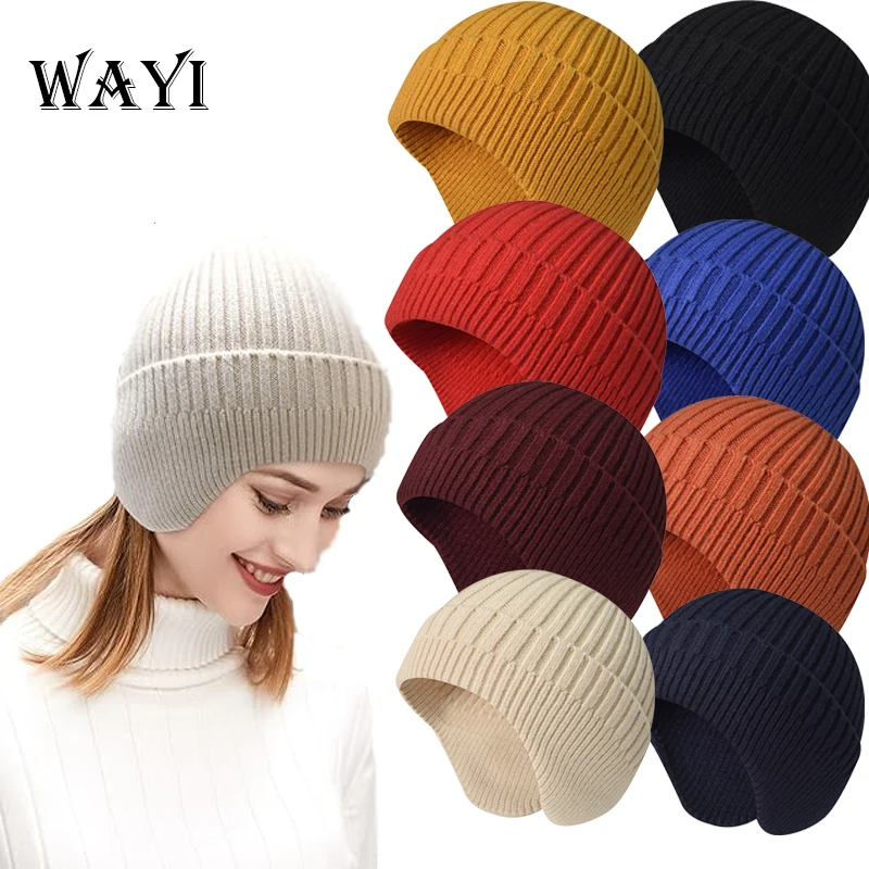 Unisex Winter Beanie Hats Earflaps Soft Knitted Cotton High Quality Printed Cartoon Letter Patterns Designer Free Travel Beach