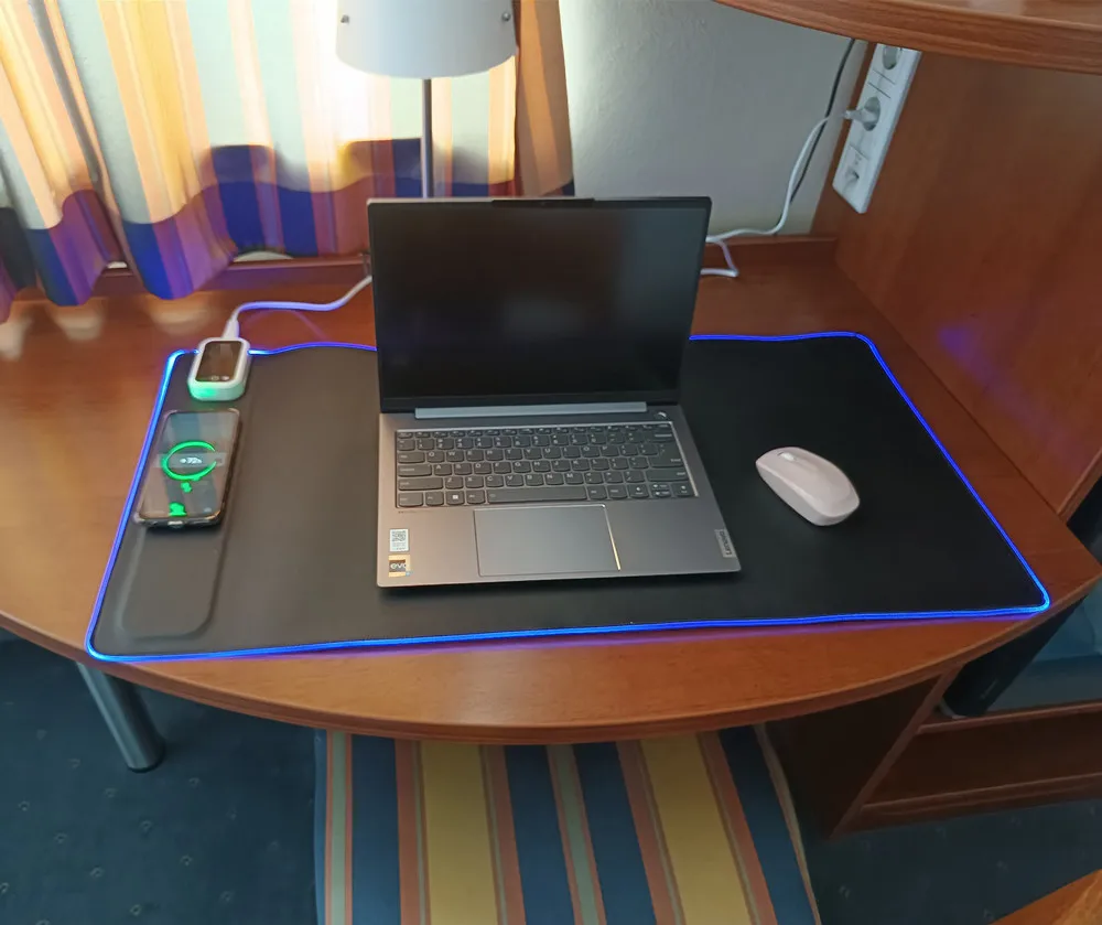 Home And Office Use Electric Heated Desk Mat Warm Table Pad With 15W Fast Charging Wireless Charger Function