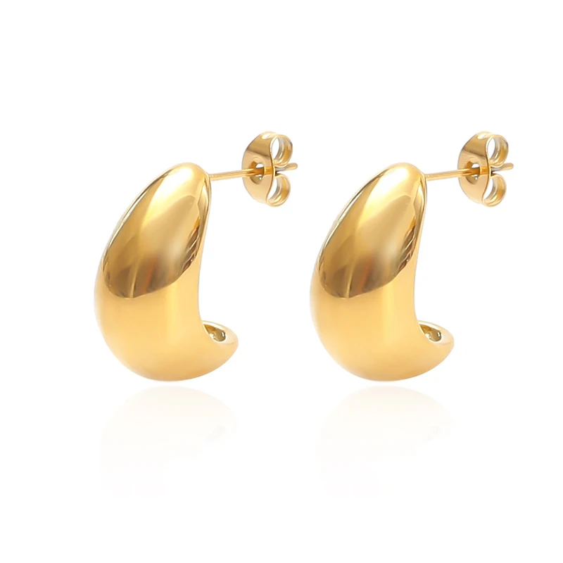High quality stainless steel gold plated titanium steel 18K gold earrings made in China