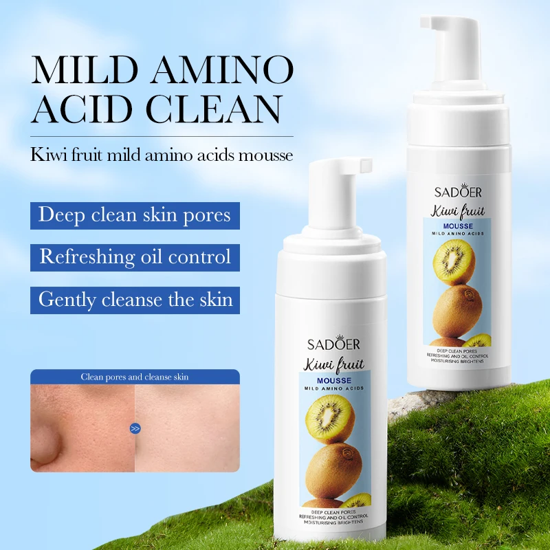 OEM SADOER Wholesale Korean Whitening Kiwi Fruit Lemon Coconut Skin Care Products Face Wash Nourishing Mousse Facial Cleanser