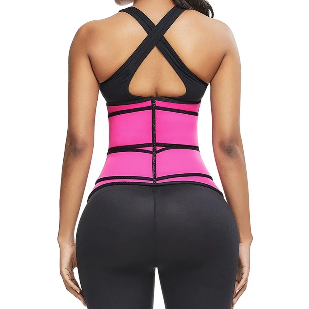 2021 New arrival cheap Two Strap Black/pink Double Belt Neoprene Waist Trainer Women Plus Size most effective waist trainer