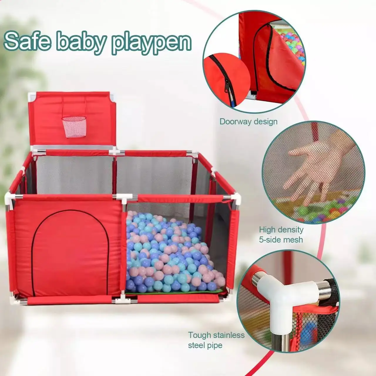 Oxford Cloth Baby Playpens Square Baby Travel Cot Folding Baby Playpens